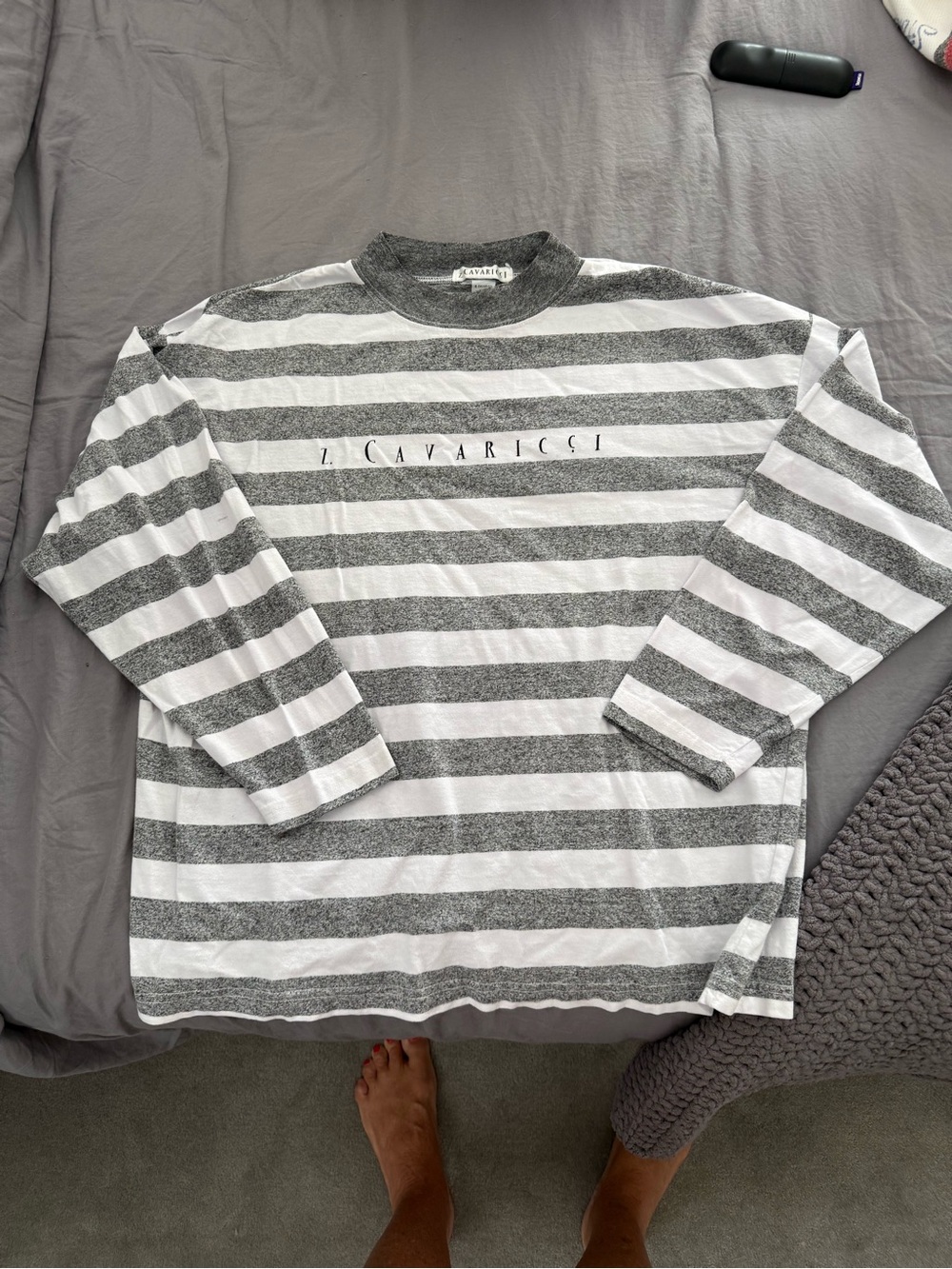 Z. Cavaricci unisex Gray & White Striped Long Sleeve Shirt